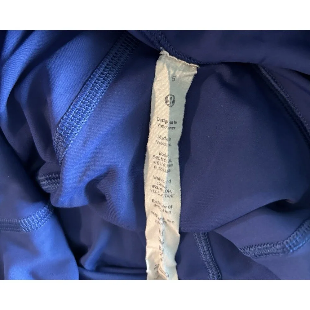 Lululemon Fast and Free High Rise Nulux Blue Logo Ankle Tights Size 6